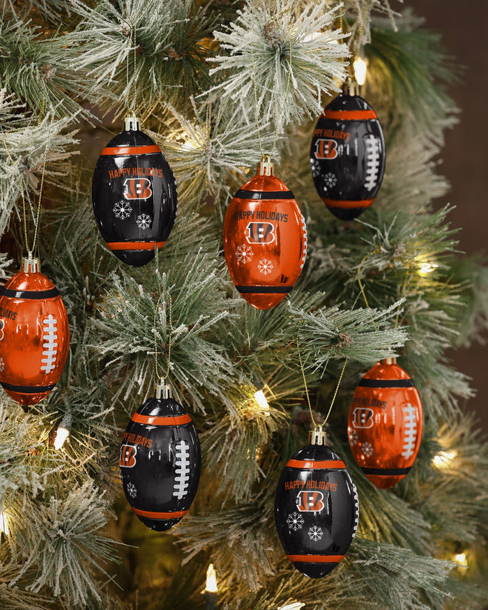 Cincinnati Bengals 12 Pack Football Ornament Set FOCO - FOCO.com