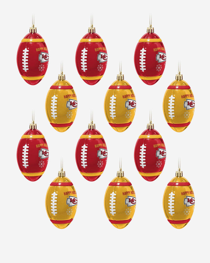 Kansas City Chiefs 12 Pack Football Ornament Set FOCO - FOCO.com