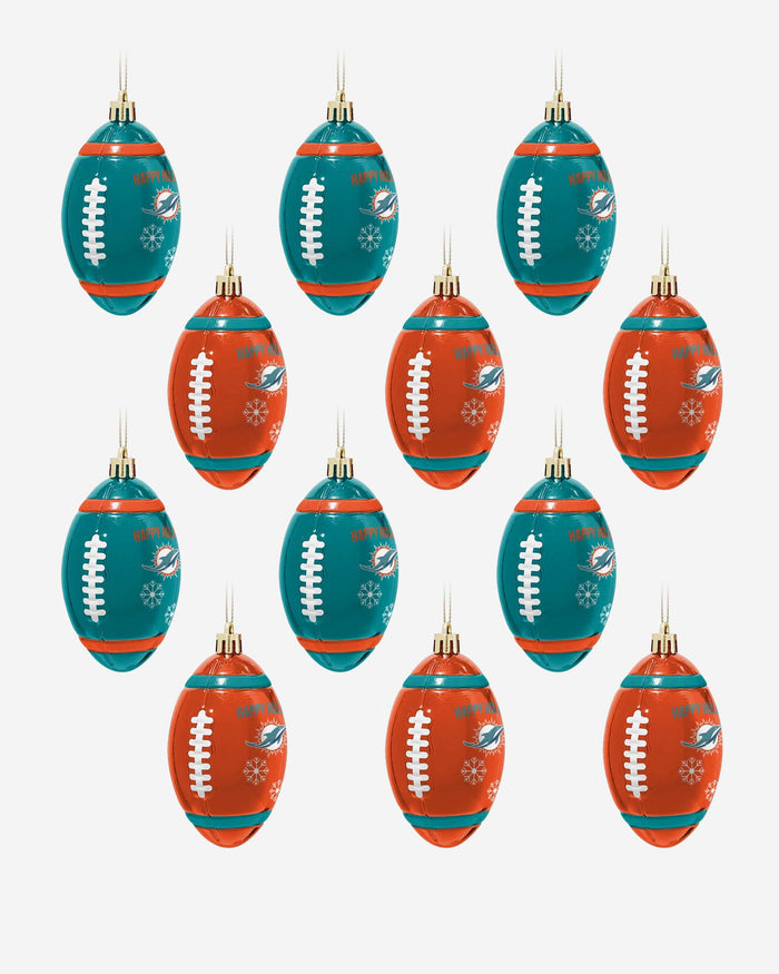 Miami Dolphins 12 Pack Football Ornament Set FOCO - FOCO.com