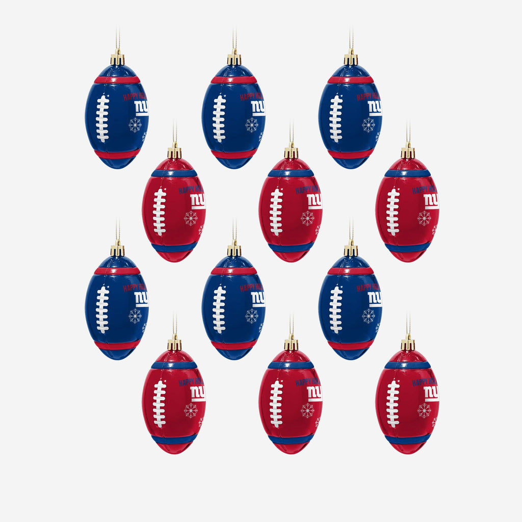 New York Giants 12 Pack Football Ornament Set FOCO - FOCO.com