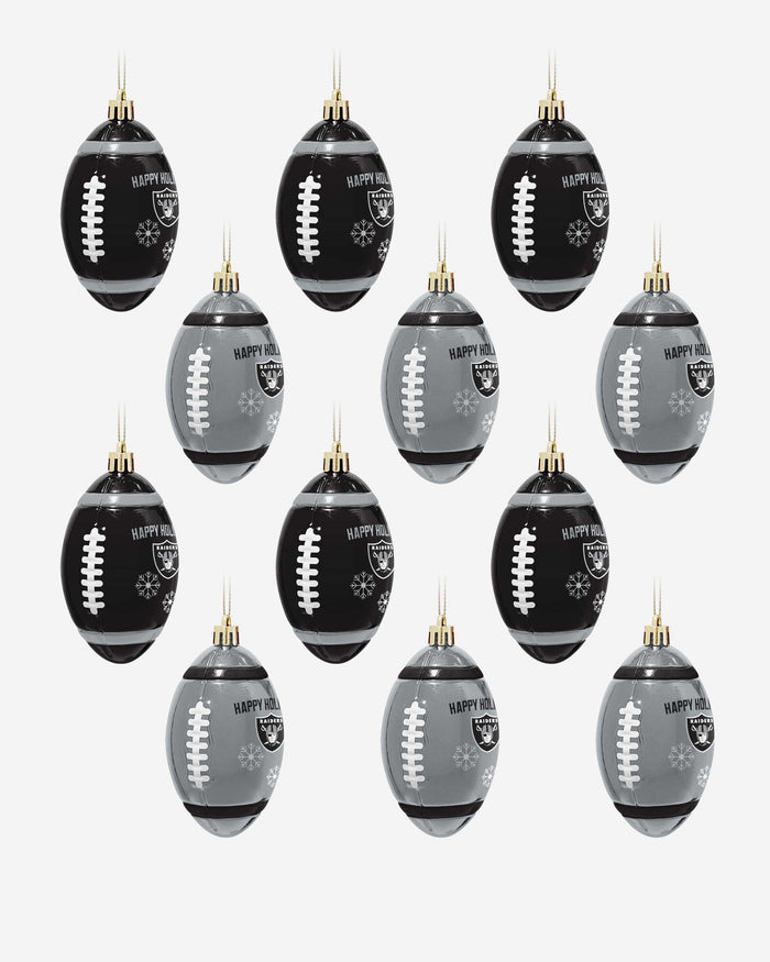 Las Vegas Raiders 12 Pack Football Ornament Set FOCO - FOCO.com