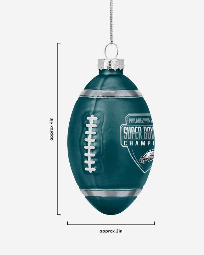 Philadelphia Eagles Super Bowl LIX Champions Blown Glass Football Ornament FOCO - FOCO.com