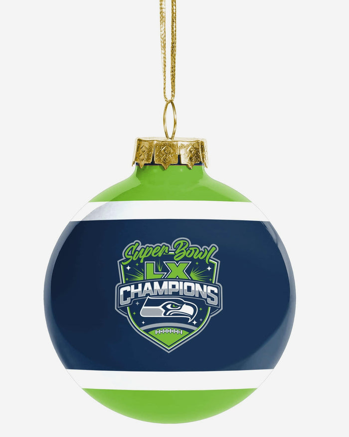Seattle Seahawks Super Bowl LX Champions Glass Ball Ornament FOCO - FOCO.com