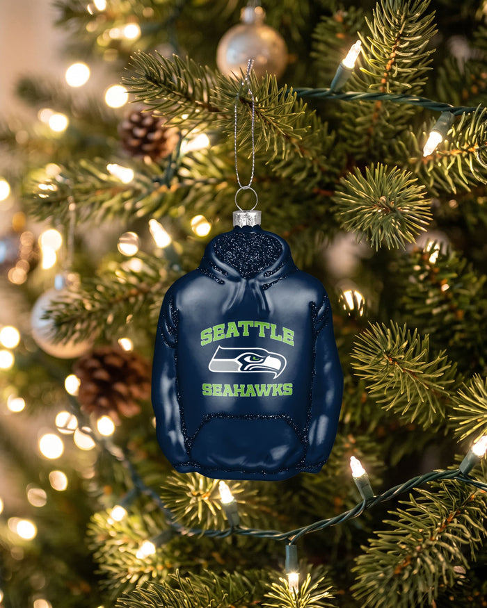 Seattle Seahawks Glitter Hoodie Ornament FOCO - FOCO.com
