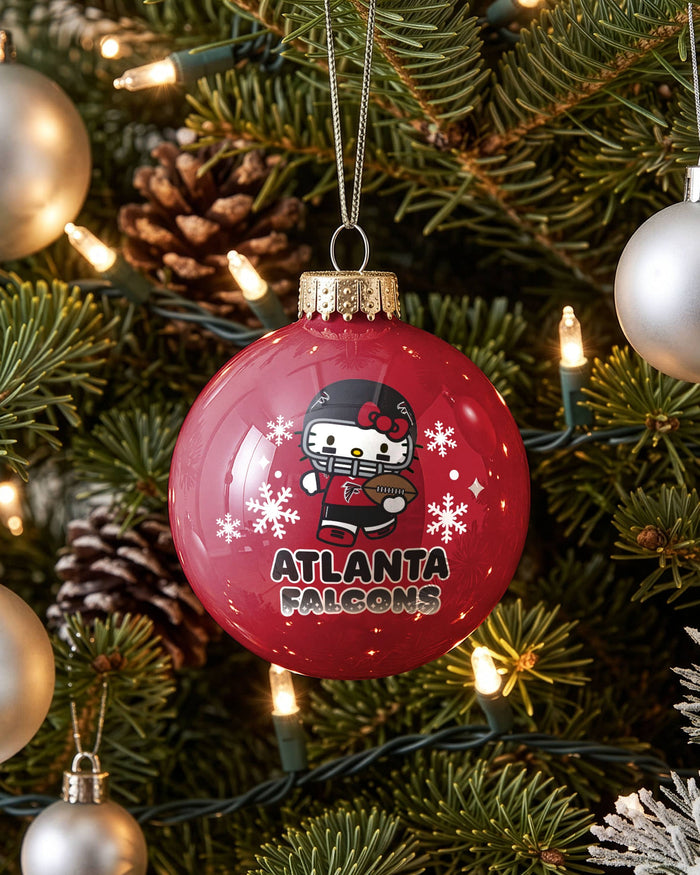 Atlanta Falcons Hello Kitty® Glass Ball Ornament FOCO - FOCO.com