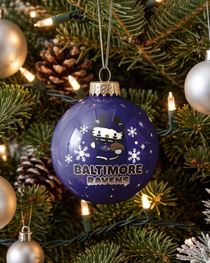 Baltimore Ravens Hello Kitty® Glass Ball Ornament FOCO - FOCO.com