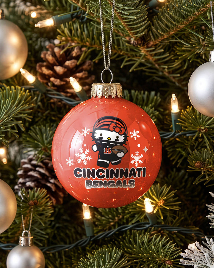 Cincinnati Bengals Hello Kitty® Glass Ball Ornament FOCO - FOCO.com