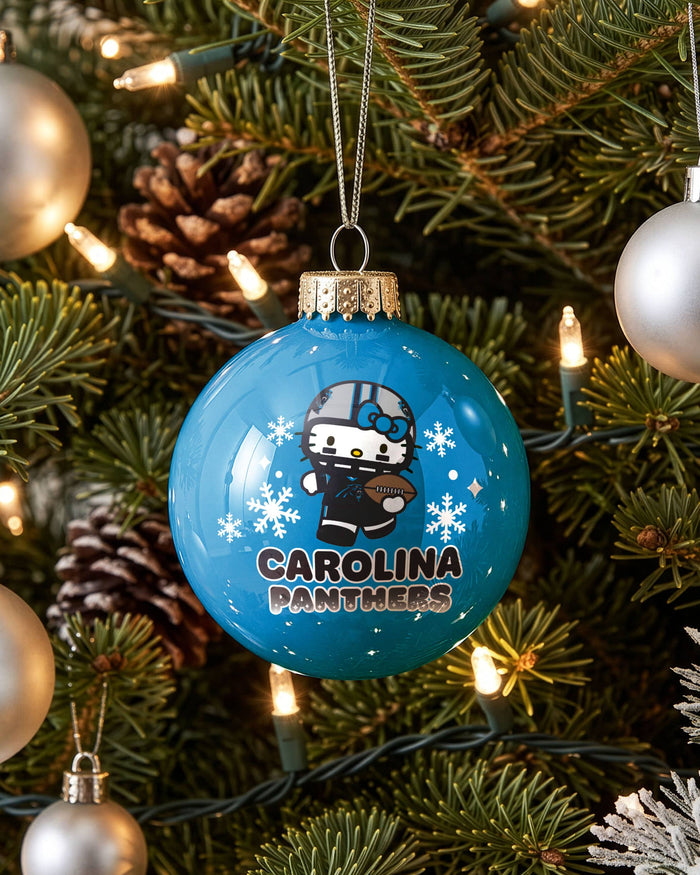 Carolina Panthers Hello Kitty® Glass Ball Ornament FOCO - FOCO.com