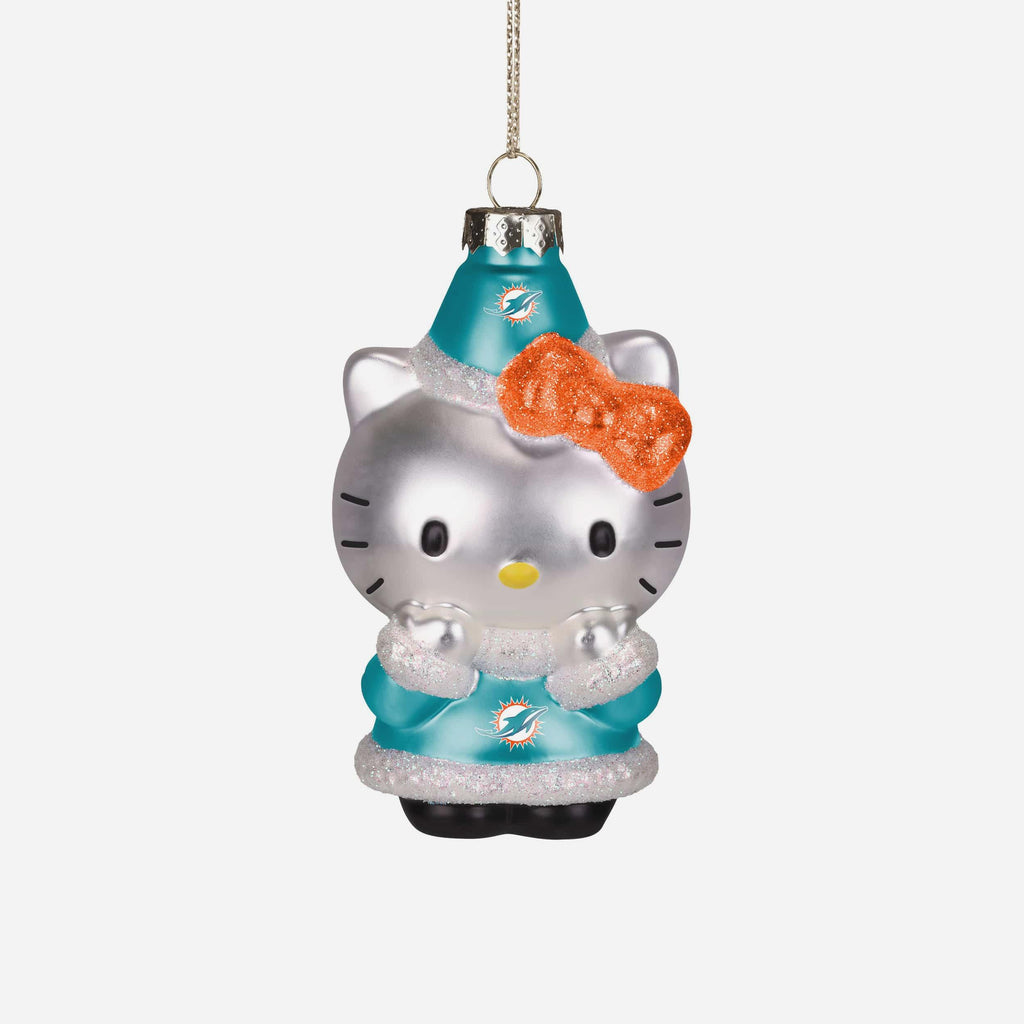 Miami Dolphins Hello Kitty® Glitter Ornament FOCO - FOCO.com