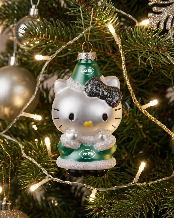 New York Jets Hello Kitty® Glitter Ornament FOCO - FOCO.com