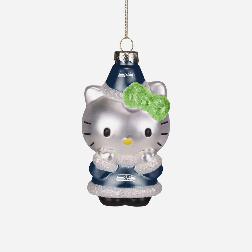 Seattle Seahawks Hello Kitty® Glitter Ornament FOCO - FOCO.com