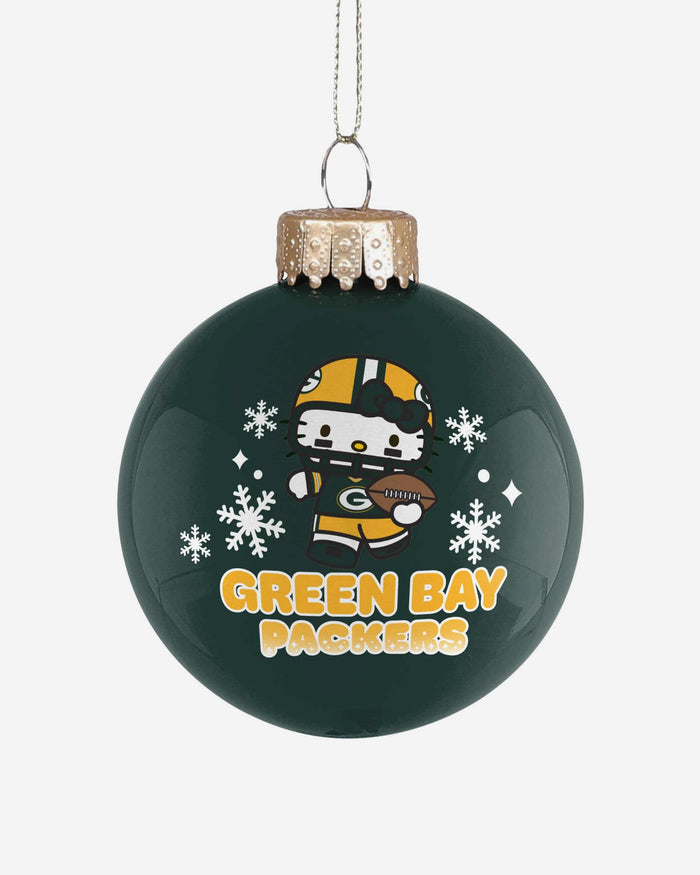 Green Bay Packers Hello Kitty® Glass Ball Ornament FOCO - FOCO.com