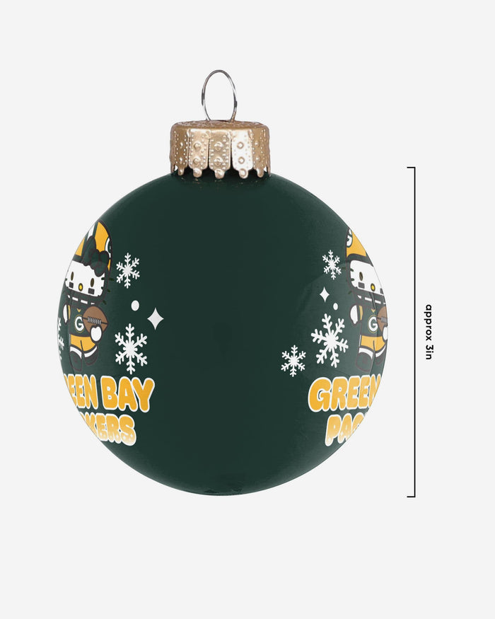 Green Bay Packers Hello Kitty® Glass Ball Ornament FOCO - FOCO.com