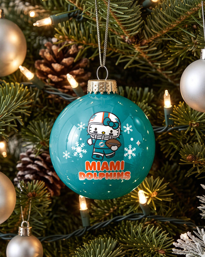 Miami Dolphins Hello Kitty® Glass Ball Ornament FOCO - FOCO.com
