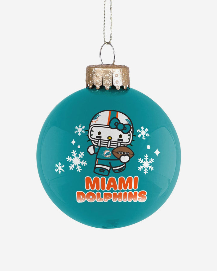 Miami Dolphins Hello Kitty® Glass Ball Ornament FOCO - FOCO.com