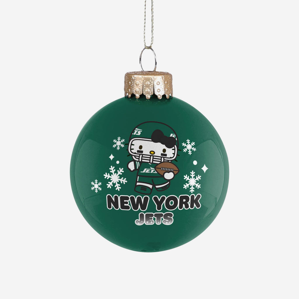New York Jets Hello Kitty® Glass Ball Ornament FOCO - FOCO.com