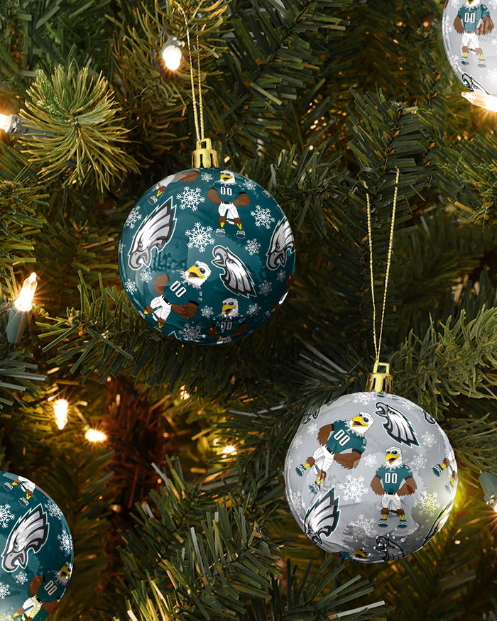 Philadelphia Eagles 4 Pack Ball Mascot Ornament Set FOCO - FOCO.com