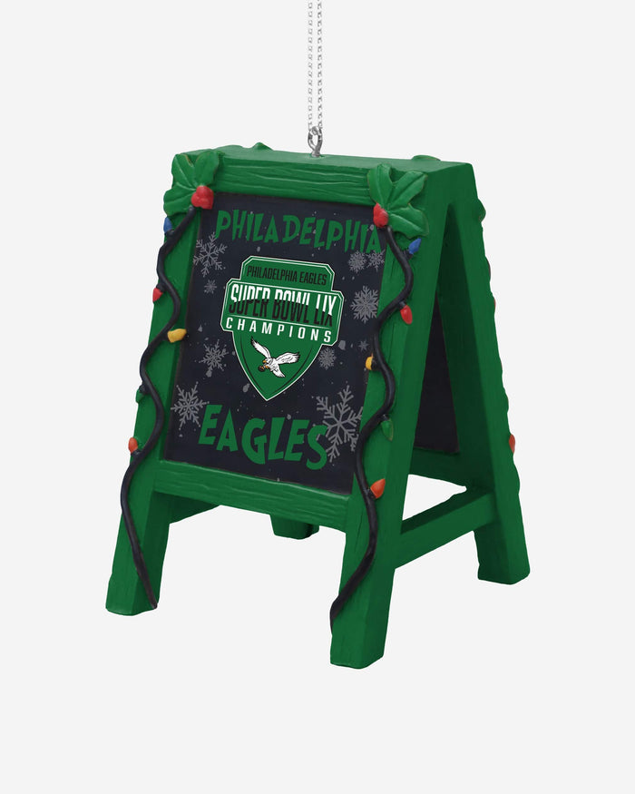 Philadelphia Eagles Super Bowl LIX Champions Kelly Green Chalkboard Easel Ornament FOCO - FOCO.com