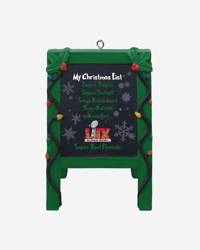 Philadelphia Eagles Super Bowl LIX Champions Kelly Green Chalkboard Easel Ornament FOCO - FOCO.com