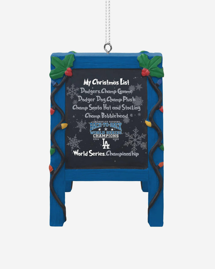 Los Angeles Dodgers 2025 Back To Back World Series Champions Chalkboard Easel Ornament FOCO - FOCO.com