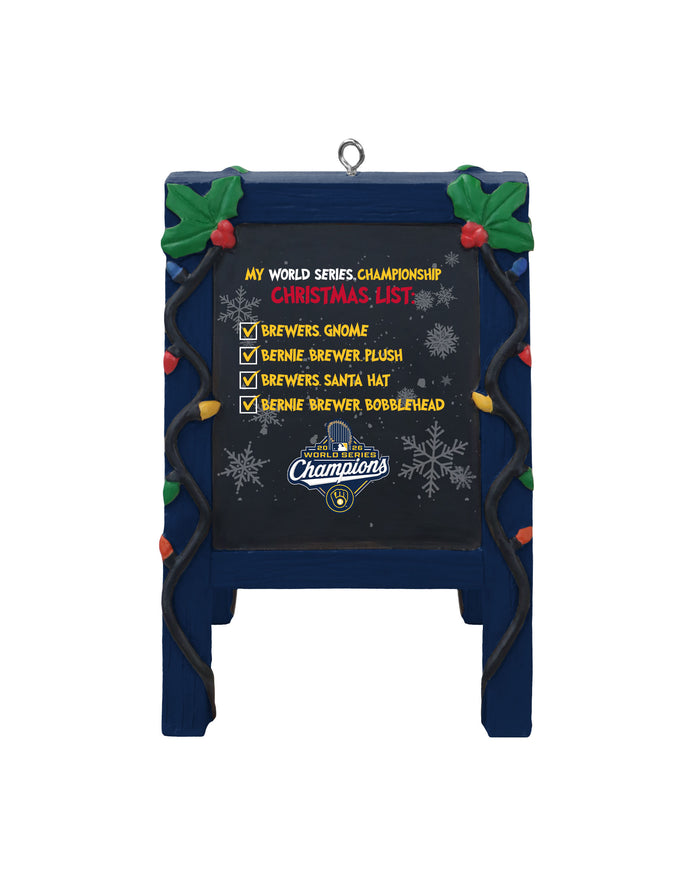 Milwaukee Brewers 2026 World Series Champions Chalkboard Easel Ornament FOCO - FOCO.com
