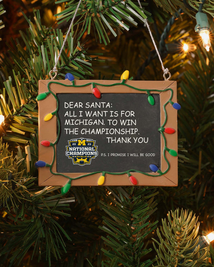 Michigan Wolverines 2023 Football National Champions Chalkboard Sign Ornament FOCO - FOCO.com