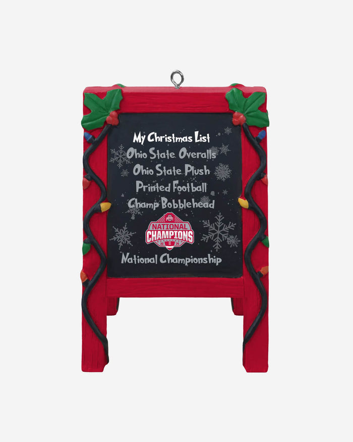 Ohio State Buckeyes 2024 Football National Champions Chalkboard Easel Ornament FOCO - FOCO.com