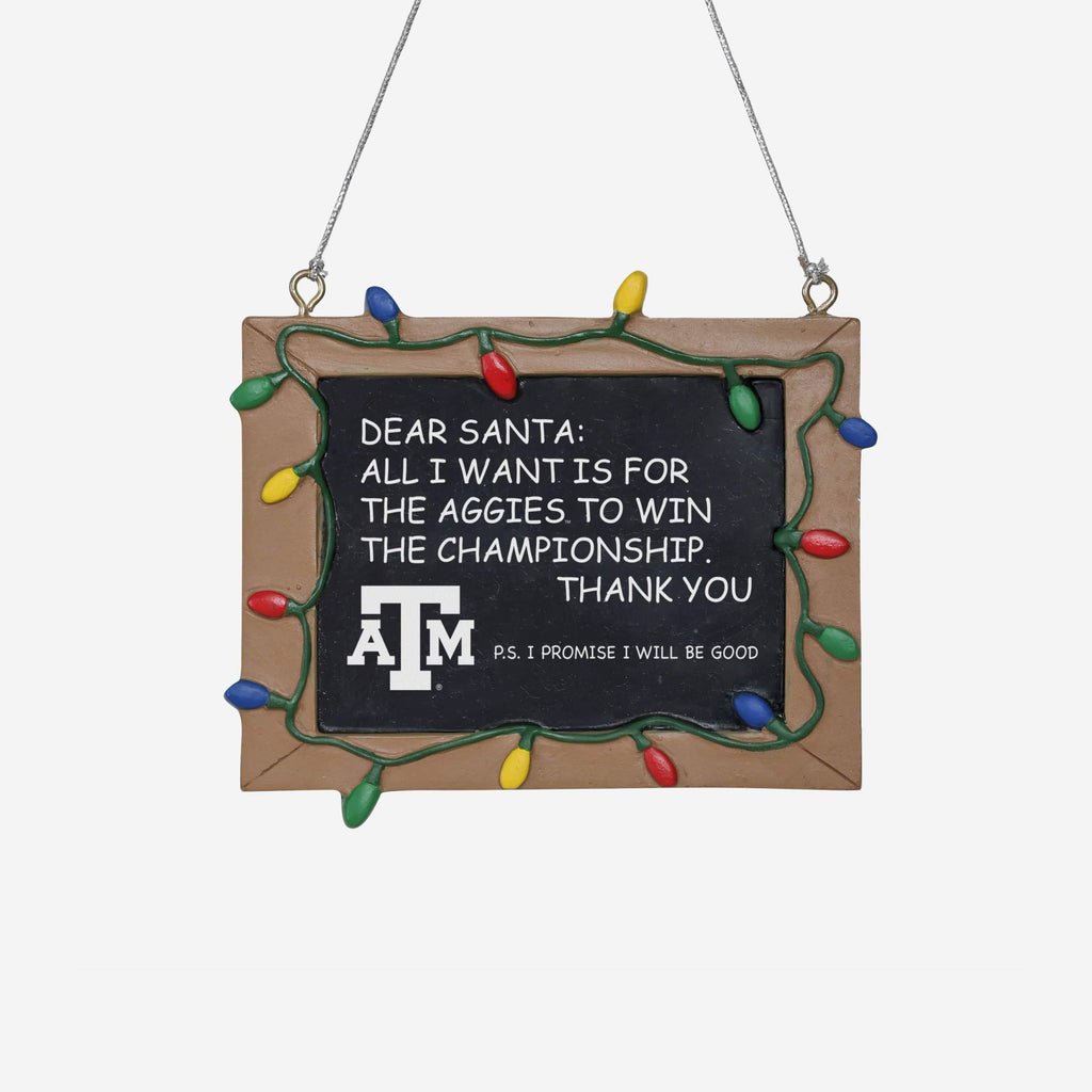 Texas A&M Aggies Resin Chalkboard Sign Ornament FOCO - FOCO.com