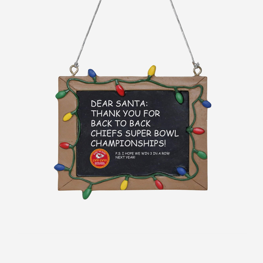 Kansas City Chiefs Super Bowl LVIII Champions Resin Chalkboard Sign Ornament FOCO - FOCO.com