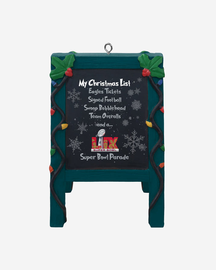 Philadelphia Eagles Super Bowl LIX Champions Chalkboard Easel Ornament FOCO - FOCO.com