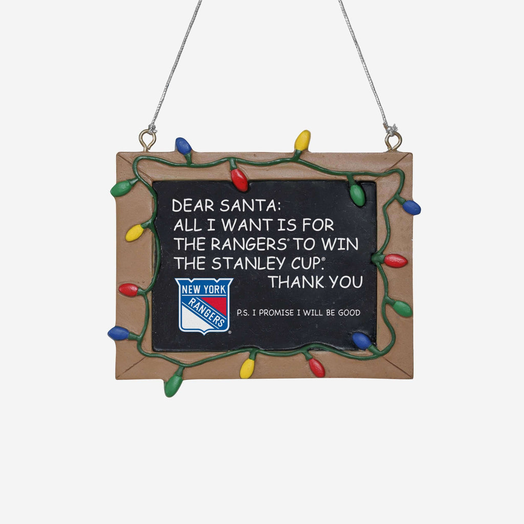 New York Rangers Resin Chalkboard Sign Ornament FOCO - FOCO.com