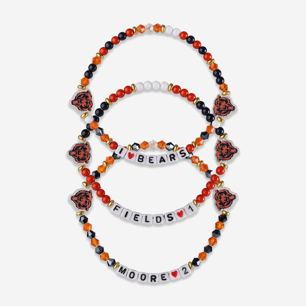 Justin Fields & DJ Moore Chicago Bears 3 Pack Player Friendship Bracelet FOCO - FOCO.com