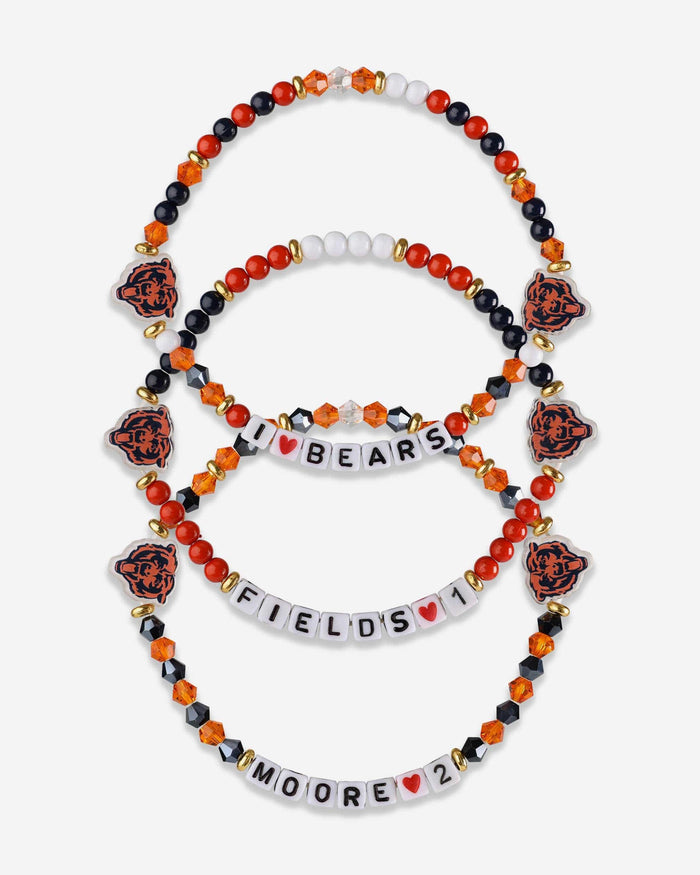 Justin Fields & DJ Moore Chicago Bears 3 Pack Player Friendship Bracelet FOCO - FOCO.com