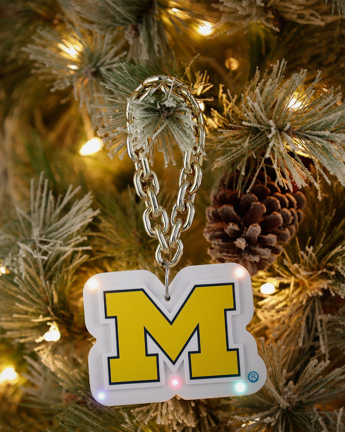 Michigan Wolverines Big Logo Light Up Chain Ornament FOCO - FOCO.com