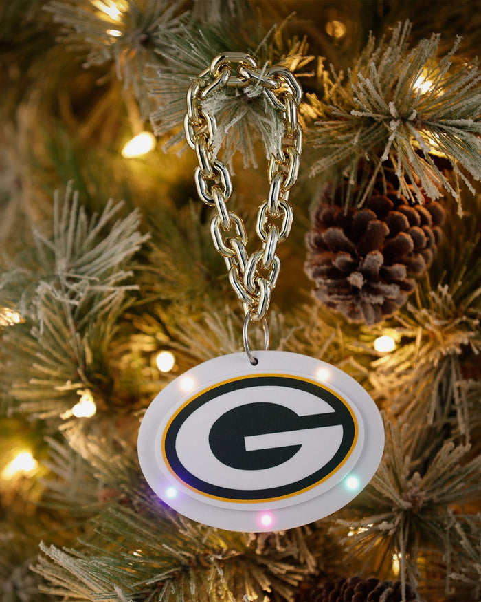 Green Bay Packers Big Logo Light Up Chain Ornament FOCO - FOCO.com