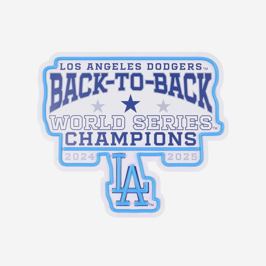 Los Angeles Dodgers 2025 Back To Back World Series Champions Neon Light Up Team Logo Sign FOCO - FOCO.com