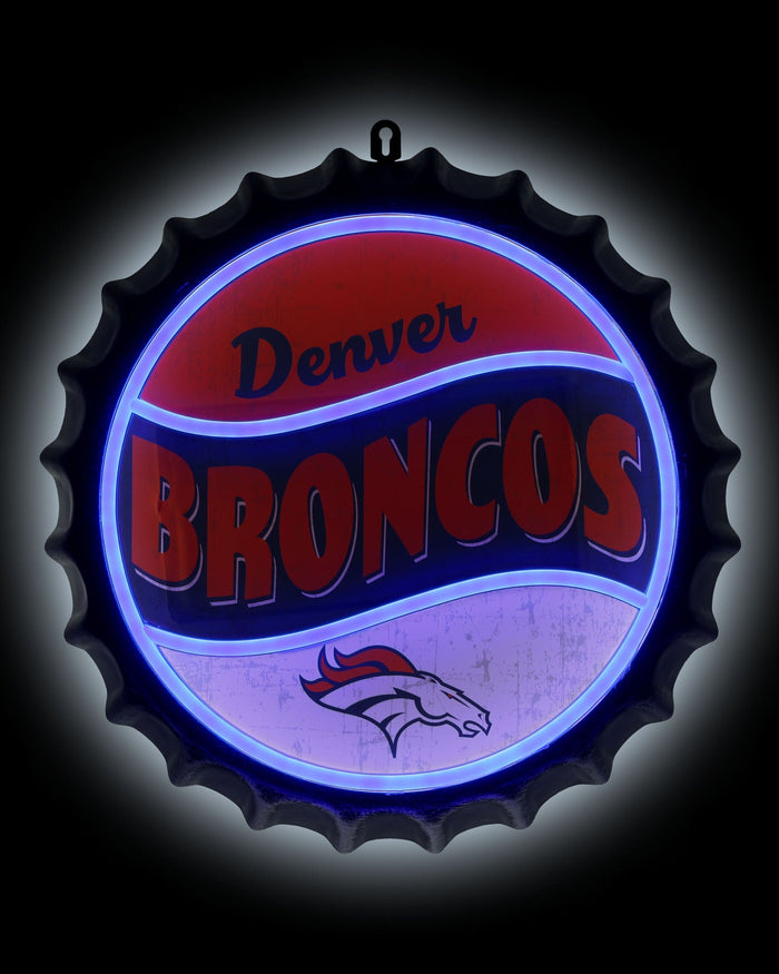 Denver Broncos LED Neon Backlit Bottle Cap Wall Sign FOCO - FOCO.com
