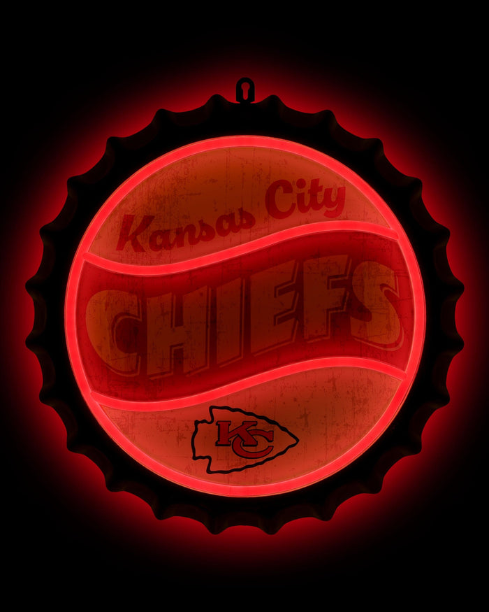 Kansas City Chiefs LED Neon Backlit Bottle Cap Wall Sign FOCO - FOCO.com