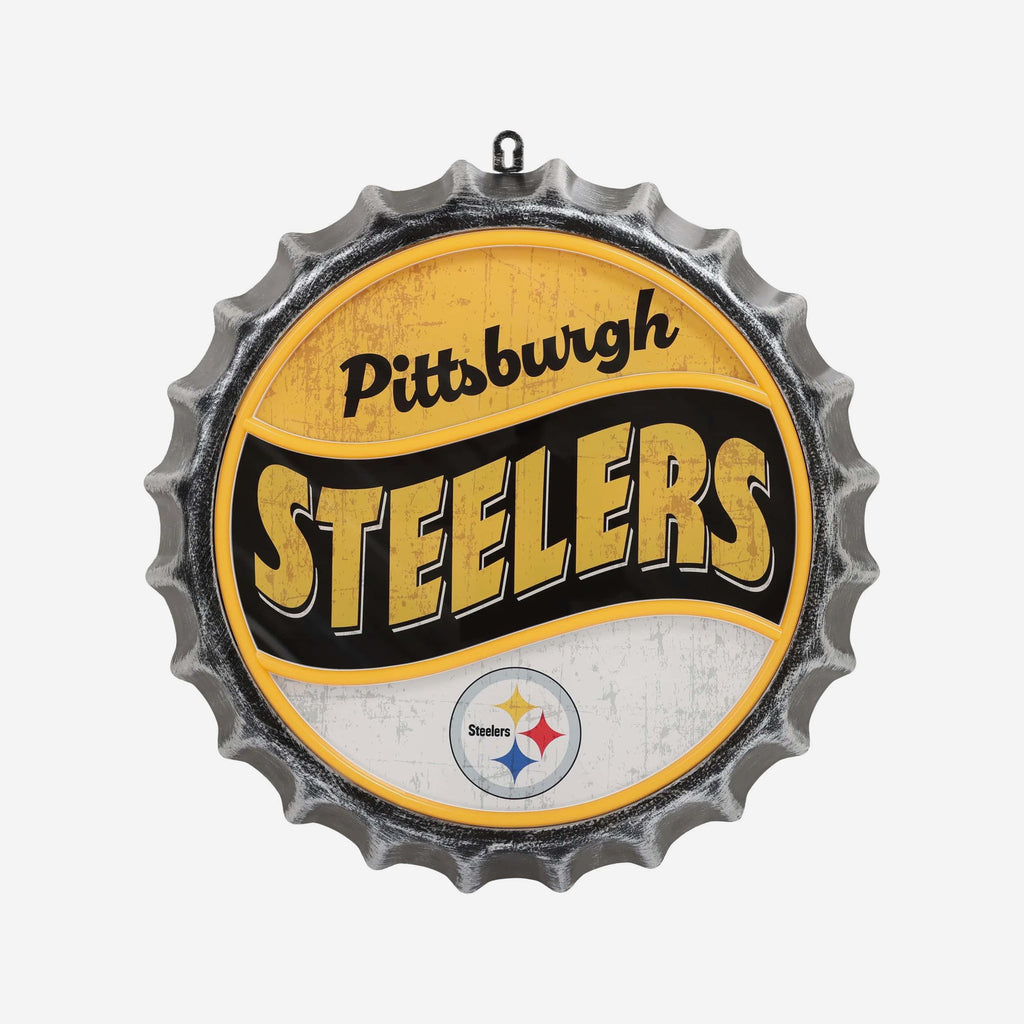 Pittsburgh Steelers LED Neon Backlit Bottle Cap Wall Sign FOCO - FOCO.com