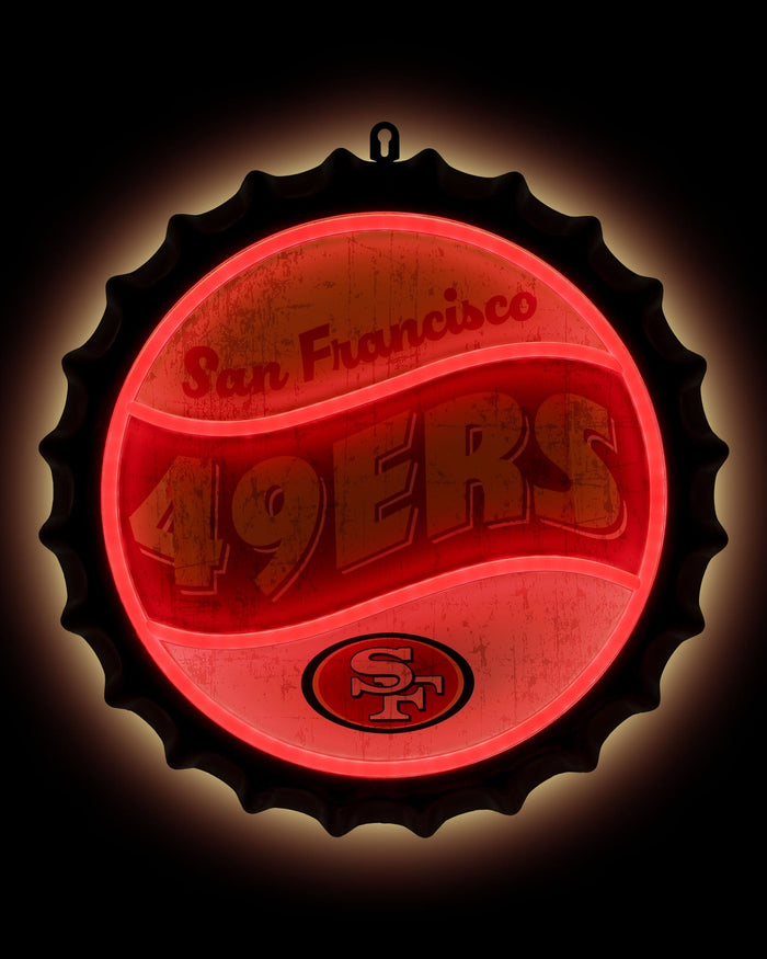 San Francisco 49ers LED Neon Backlit Bottle Cap Wall Sign FOCO - FOCO.com