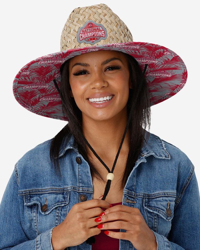 Ohio State Buckeyes 2024 Football National Champions Floral Straw Hat FOCO - FOCO.com