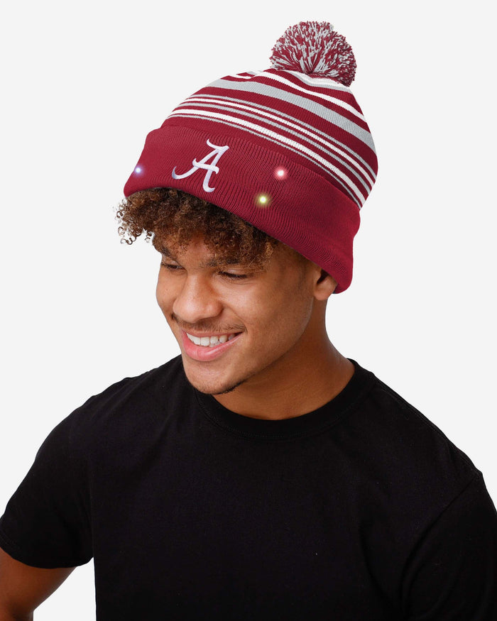 Alabama Crimson Tide Horizontal Stripe Light Up Beanie FOCO - FOCO.com