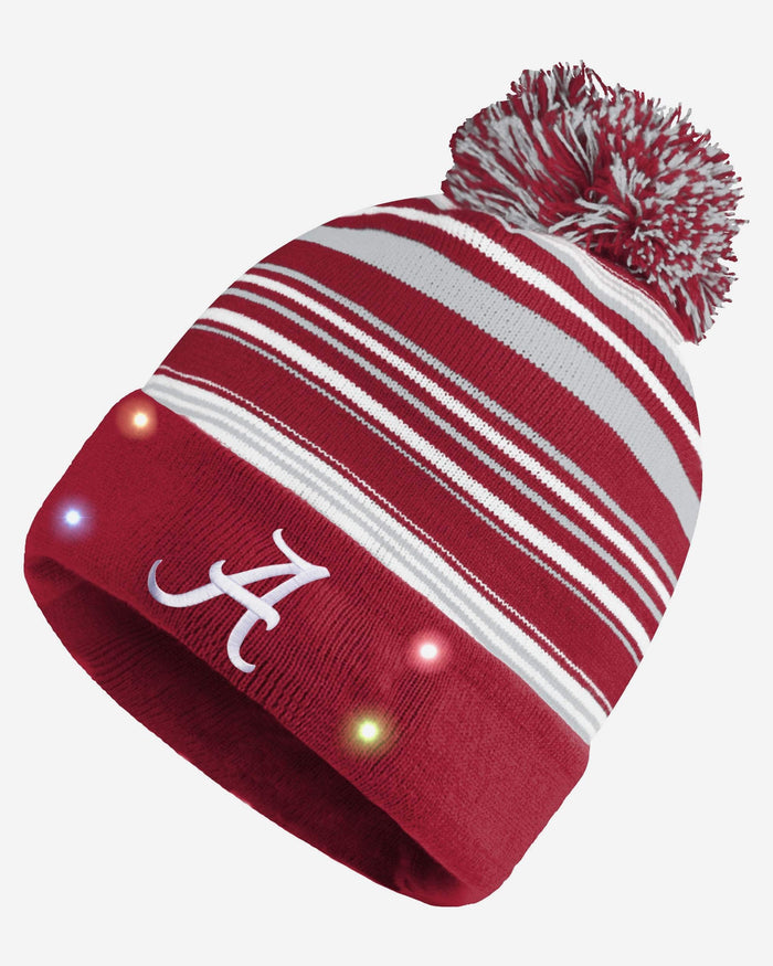 Alabama Crimson Tide Horizontal Stripe Light Up Beanie FOCO - FOCO.com