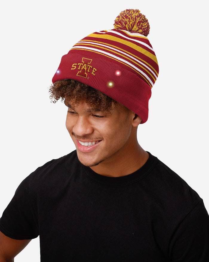 Iowa State Cyclones Horizontal Stripe Light Up Beanie FOCO - FOCO.com