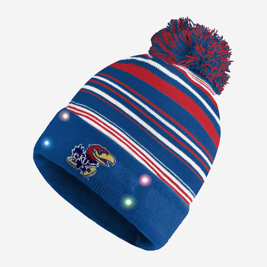 Kansas Jayhawks Horizontal Stripe Light Up Beanie FOCO - FOCO.com