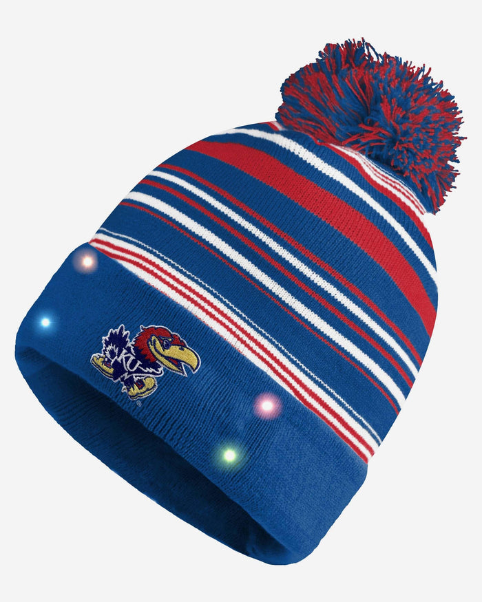 Kansas Jayhawks Horizontal Stripe Light Up Beanie FOCO - FOCO.com