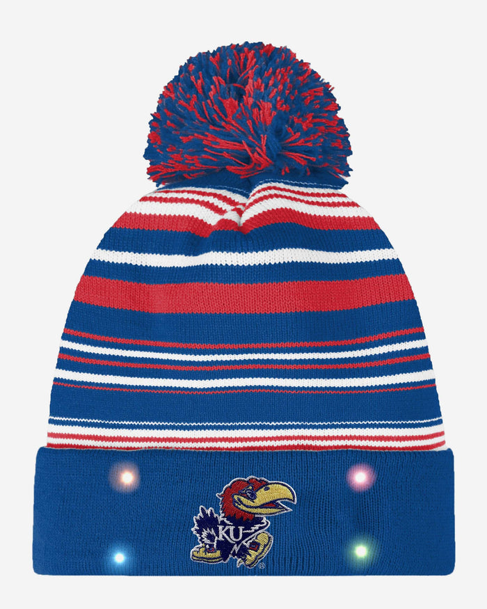 Kansas Jayhawks Horizontal Stripe Light Up Beanie FOCO - FOCO.com