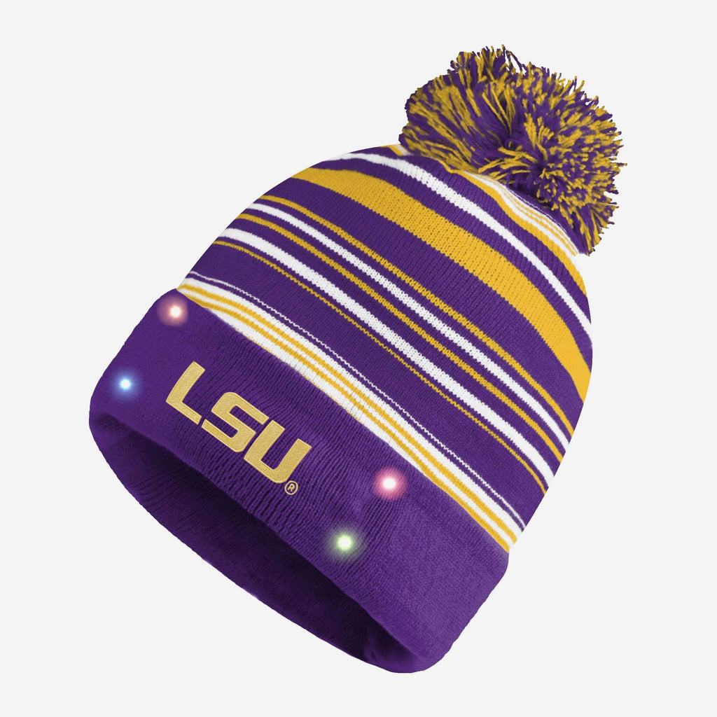 LSU Tigers Horizontal Stripe Light Up Beanie FOCO - FOCO.com