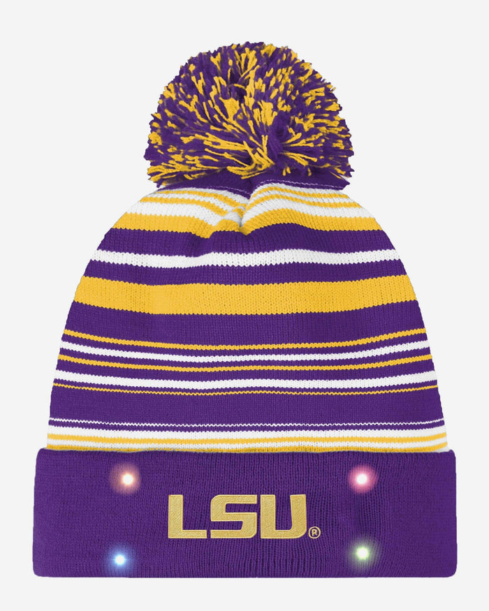 LSU Tigers Horizontal Stripe Light Up Beanie FOCO - FOCO.com