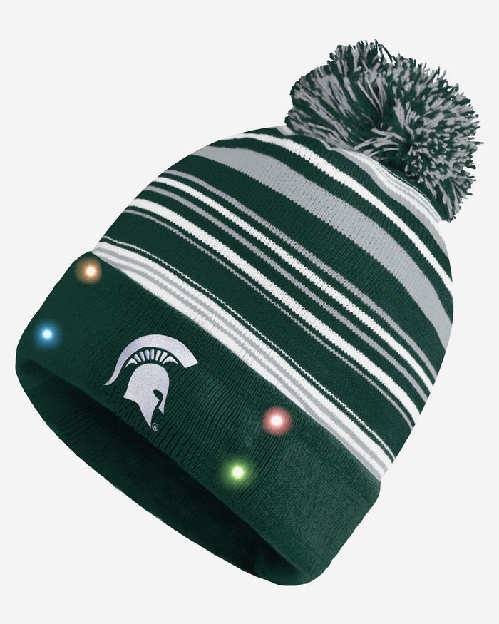 Michigan State Spartans Horizontal Stripe Light Up Beanie FOCO - FOCO.com